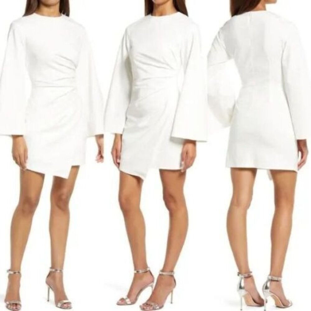 🆕ELLIATT La Fontelina Bell Sleeve Mini Dress Ivory Off White X-Small 2 - Picture 2 of 10